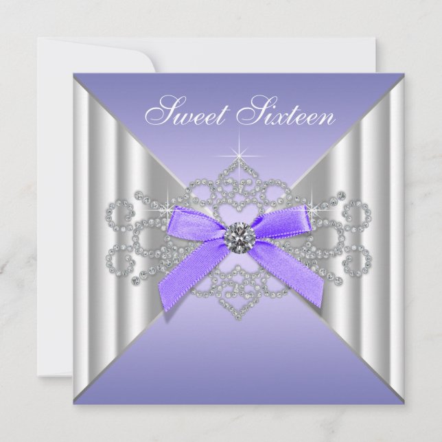Diamonds Lavender Sweet 16 Birthday Party Invitation (Front)