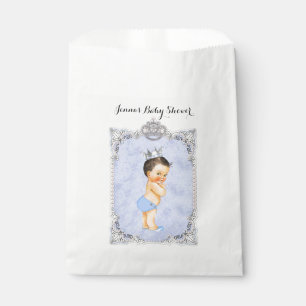 Diamonds Little Prince Crown Baby Boy Blue Favour Bags