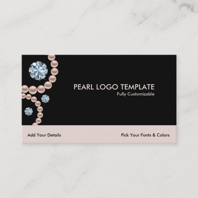 Diamonds Logo Rhinestones & Pearls Business Card (Front)