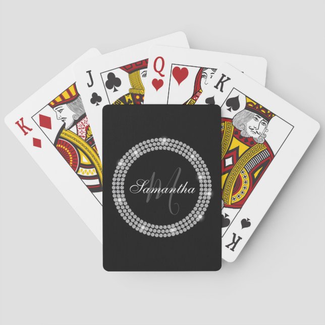 Diamonds Monogram Playing Cards (Back)