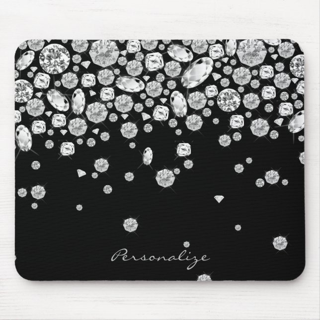 Diamonds on Black Background Mouse Mat (Front)