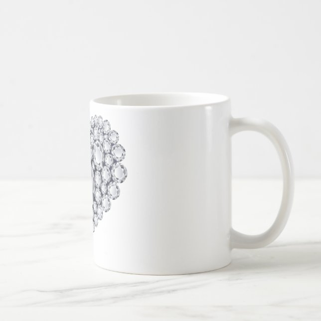 Diamonds on Black Heart Gems Coffee Mug (Right)