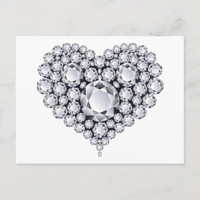Diamonds on Black Heart Gems Postcard (Front)