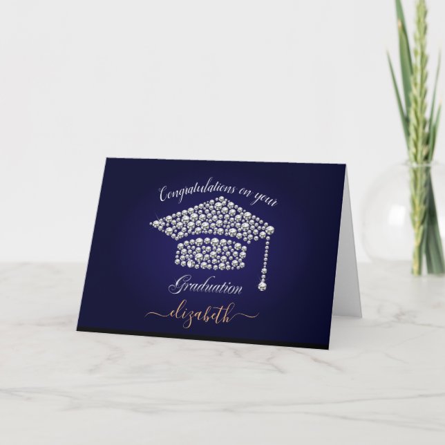Diamonds on Blue Graduation Congratulations Card (Front)