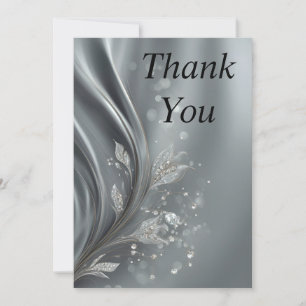 Diamonds on Silver Silk Thank You Card