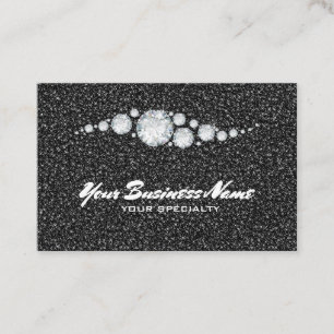 *~* Diamonds Ornate Glam Black Glitter Bling Luxe  Business Card