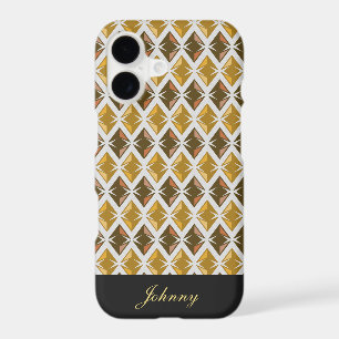 Diamonds Pattern Geometric Golden any Name