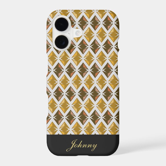 Diamonds Pattern Geometric Golden any Name (Back)