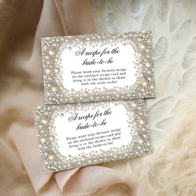 Diamonds Pearls Bridal Shower Recipe for the Bride Enclosure Card (Creator Uploaded)