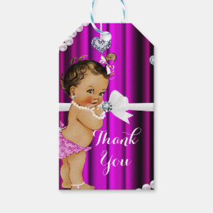 Diamonds & Pearls Hot Pink Vintage Baby Shower Gift Tags