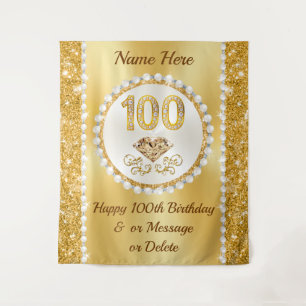 Diamonds, Pearls Large, 100th Birthday Backdrop, Tapestry