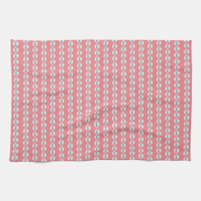 Diamonds pink bg tea towel (Horizontal)
