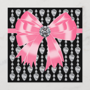 Diamonds Pink Black Party Invitation Template