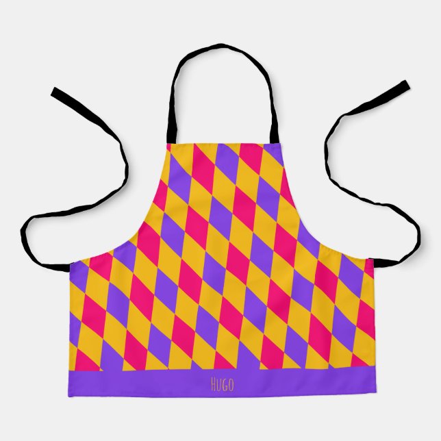 Diamonds Pink Yellow Minimal Pattern Apron (Front)