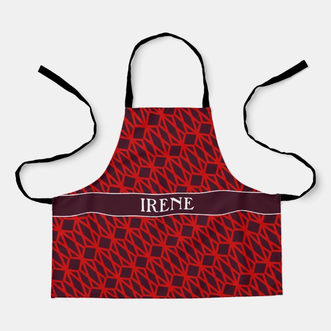 Diamonds Red Brown Minimal Pattern Apron (Front)