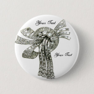 Diamonds Rhinestone Vintage Costume Jewellery 6 Cm Round Badge