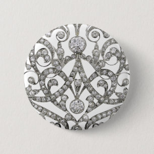 Diamonds Rhinestone Vintage Costume Jewellery 6 Cm Round Badge