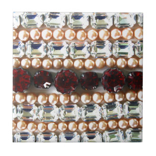 Diamonds Rhinestones pearls vintage jewellery Tile