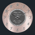 Diamonds Rose Gold 25th Wedding Anniversary Large Clock<br><div class="desc">Elegant rose gold diamonds wedding anniversary clock.</div>
