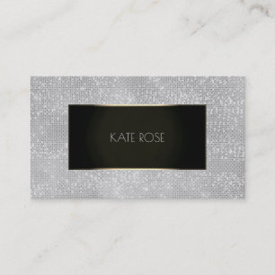 Diamonds Sequin Black Silver Gold Event Planner Business Card
