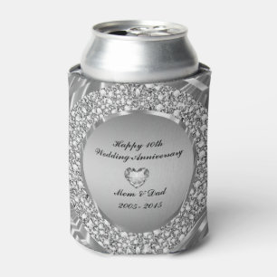 Diamonds & Silver 10th Wedding Anniversary Can Cooler