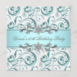 Diamonds Silver Blue All Occasion Party Invitation
