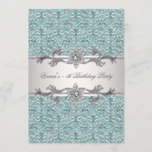 Diamonds Silver Blue All Occasion Party Invitation