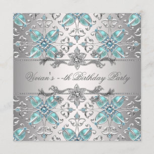 Diamonds Silver Blue All Occasion Party Invitation