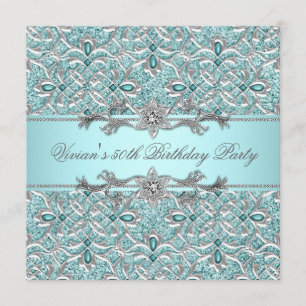 Diamonds Silver Blue All Occasion Party Invitation