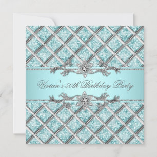 Diamonds Silver Blue All Occasion Party Invitation