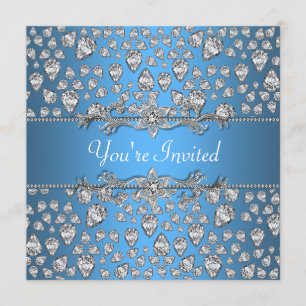 Diamonds Silver Blue All Occasion Party Invitation