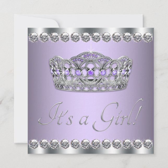 Diamonds Silver Lavender Purple Baby Shower Invitation (Front)