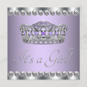 Diamonds Silver Lavender Purple Baby Shower Invitation