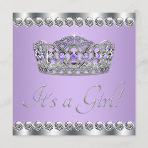 Diamonds Silver Lavender Purple Baby Shower Invitation