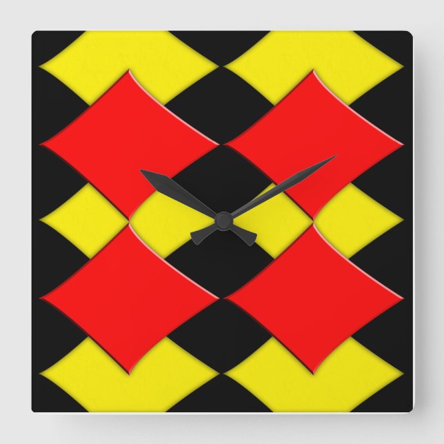 Diamonds Square Wall Clock (Front)