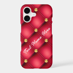 Diamonds Tufted Red Gold iPhone Case Custom Text