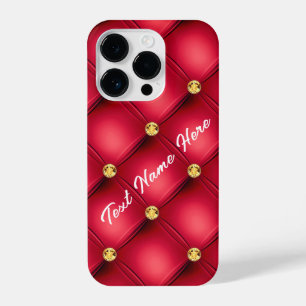 Diamonds Tufted Red Gold iPhone Case Custom Text