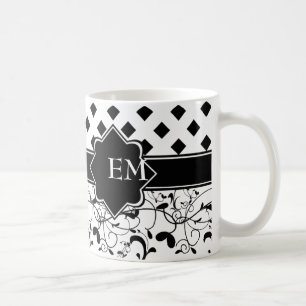 Diamonds Victorian Flourish Black White Coffee Mug