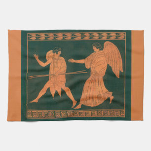 Diana and an Angel, Vintage Roman Mythology Tea Towel