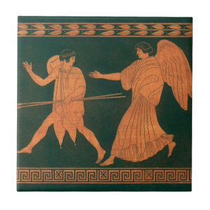 Diana and an Angel, Vintage Roman Mythology Tile