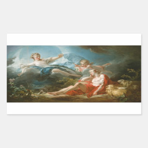 Diana and Endymion By Jean-Honoré Fragonard Rectangular Sticker