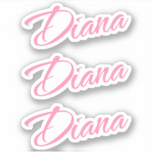 Diana Decorative Name in Pink x3 Sticker