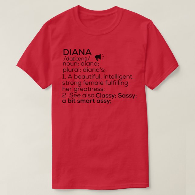 Diana Name Definition Diana Female Name T-Shirt (Design Front)