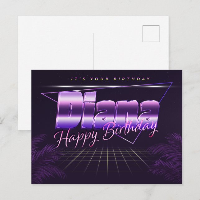 Diana Name First name purple postcard birthday (Front/Back)
