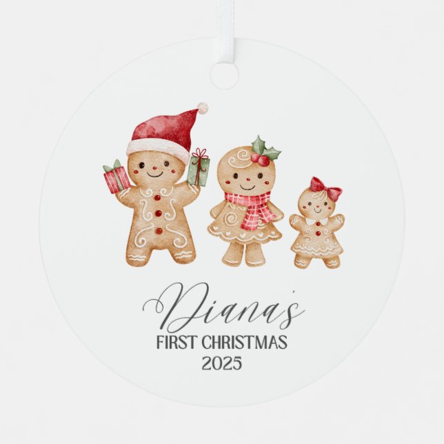 Diana Personalized Baby's First Christmas Metal Tree Decoration (Front)