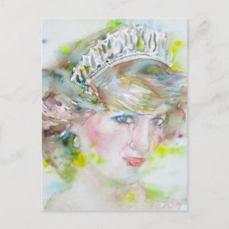 diana,princess of wales - watercolor portrait.3 postcard