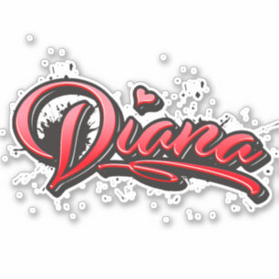 Diana red Heart Graffiti Sticker