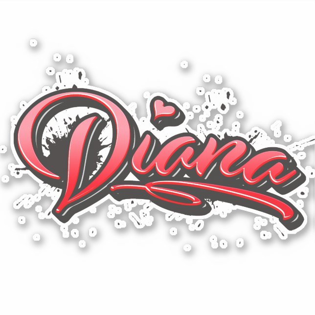 Diana red Heart Graffiti Sticker (Front)