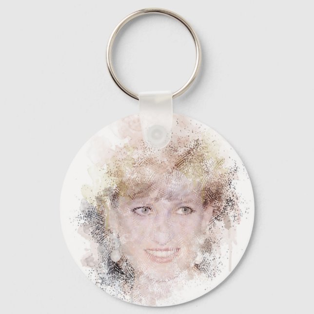 Diana The People's Princess Watercolor Portrait Key Ring (Front)