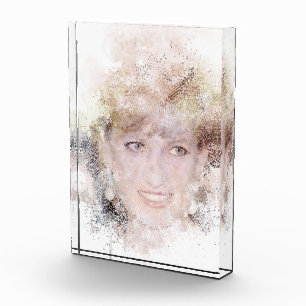 Diana The People's Princess Watercolor Portrait Photo Block
